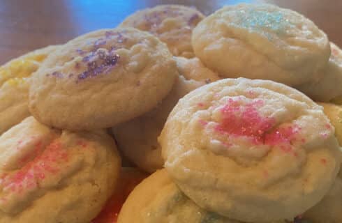 Amish Sugar Cookies with pastel sprinkles