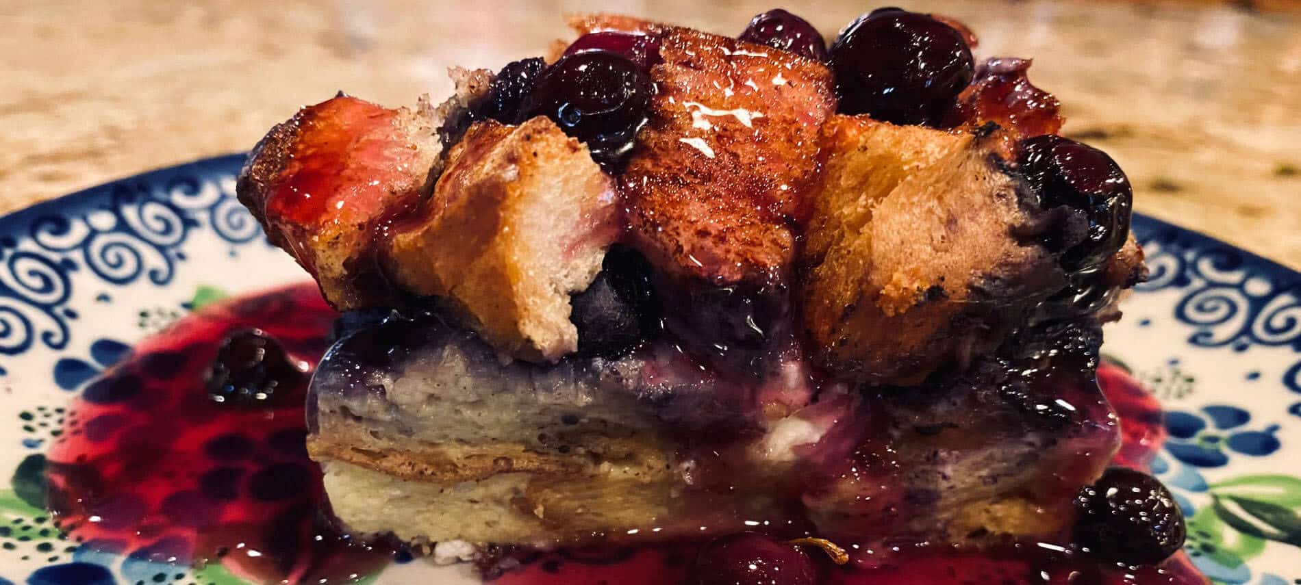 Blueberry Strata with Blueberry Syrup