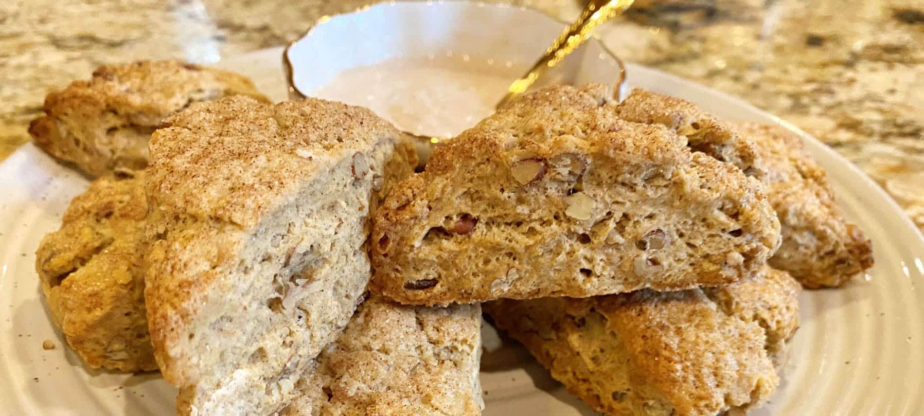 Cinnamon Pecan Scones with Honey Cream