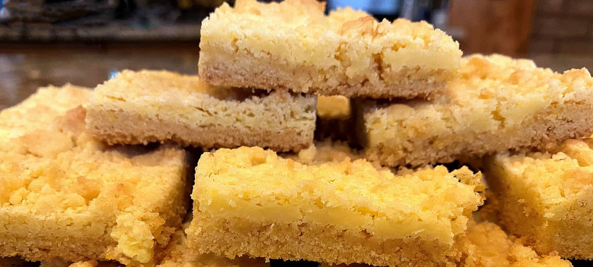 Lemon Square Cookies with a crumbly crust and cream cheese filling