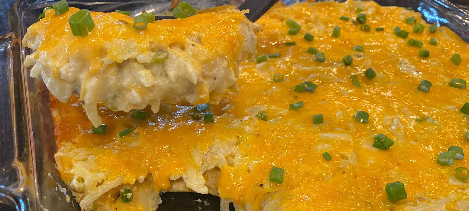 Cheesy Hashbrown casserole with green onions
