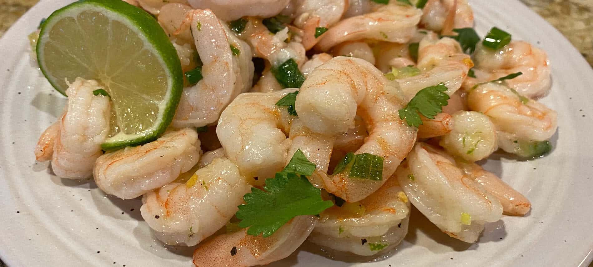 shrimp with lime, green onions, and cilantro